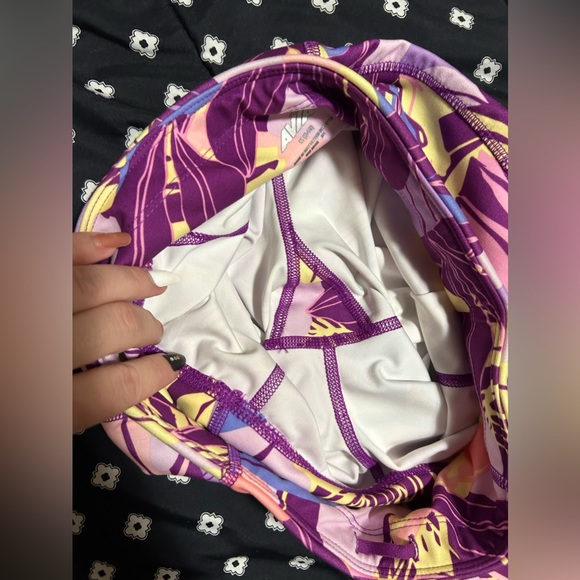 Avia purple&pink tropical pattern Capri leggings w/ pockets - size med8/10 - Picture 7 of 8